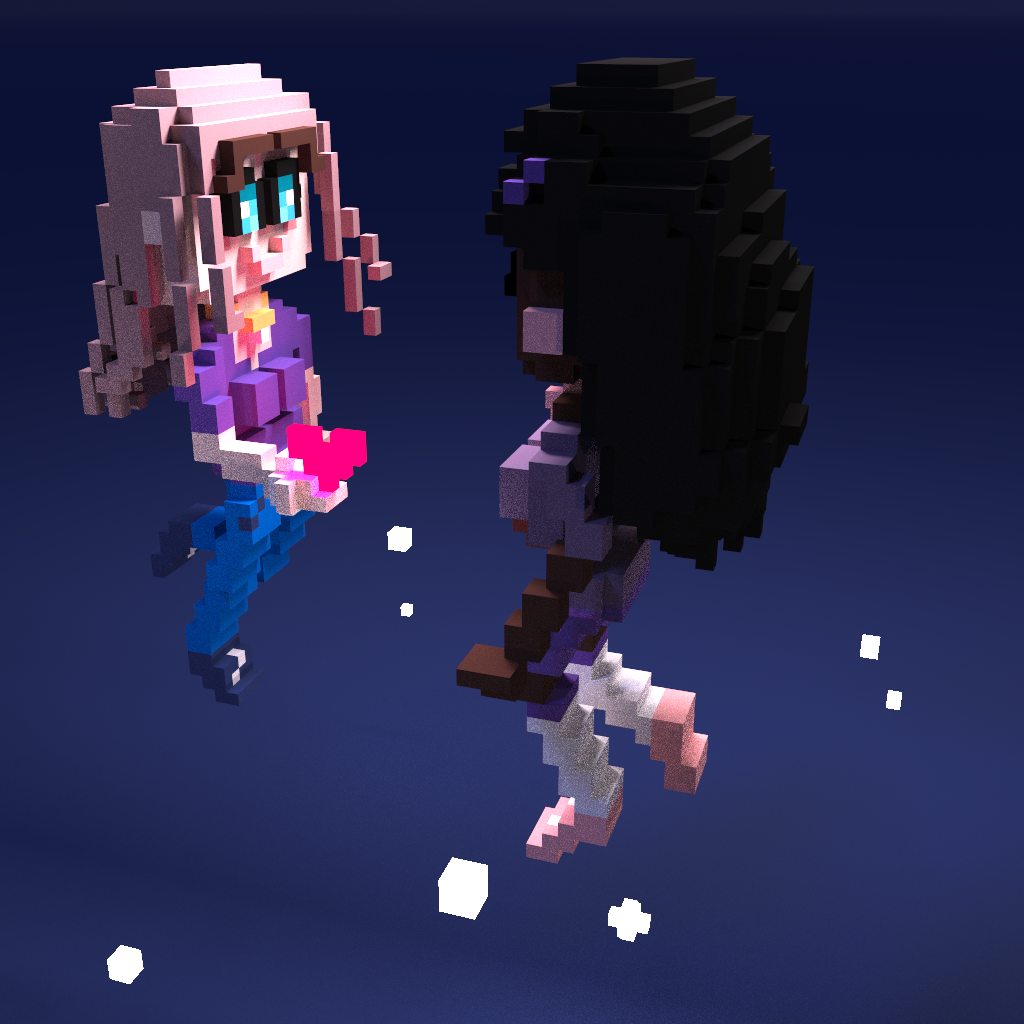 young lesbian love voxel art