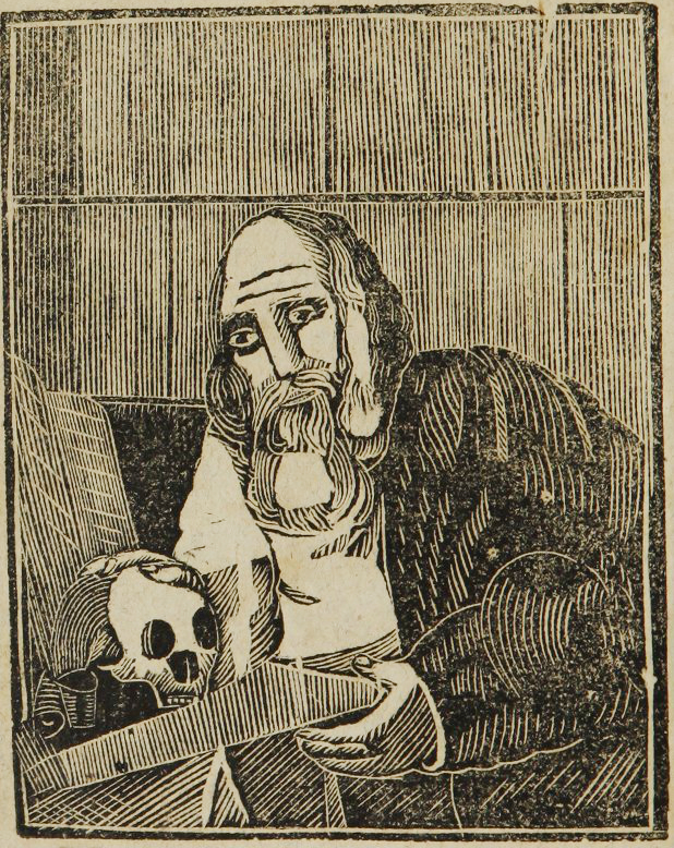 philosopher with skull