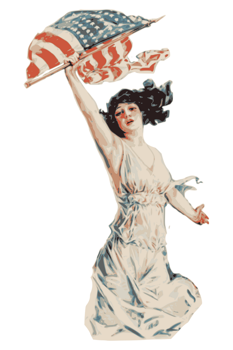 freedom girl carrying American flag