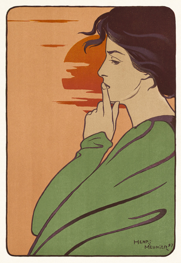 vintage woman thinking, pensive face